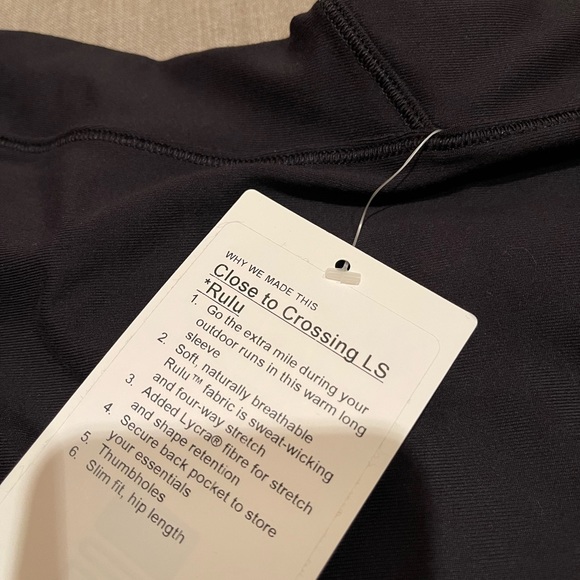 Lululemon black Rulu Close to Crossing Long Sleeve Sz M NWT - Picture 4 of 9